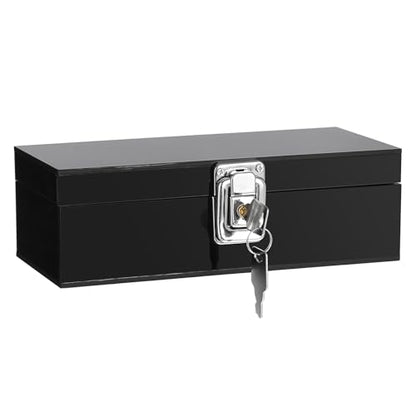 Acrylic Cash Box with Lock, Black Money Holder Organizer - color: Black, size: 7 x 3.1 x 2.3 Inch