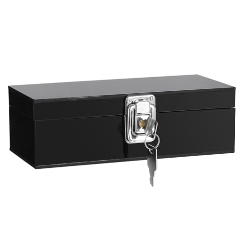 Acrylic Cash Box with Lock, Black Money Holder Organizer - color: Black, size: 7 x 3.1 x 2.3 Inch