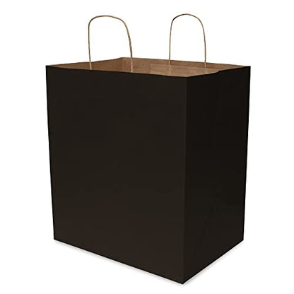 Prime Line Packaging Black Shopping Bags with Handles, 14x10x16.5 In, 50 Pk - size: Pack of 50