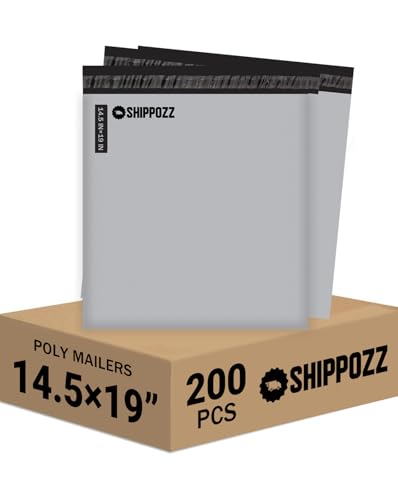 Shippozz 14.5x19 Poly Mailers 200 Pack, Durable Waterproof Polymailers for Shipping Clothes, Self Seal Mailing Bags for Small Business Packaging Supplies, Mailing Envelopes for Books, and Accessories - size: 14.5 x 19 (200pcs)