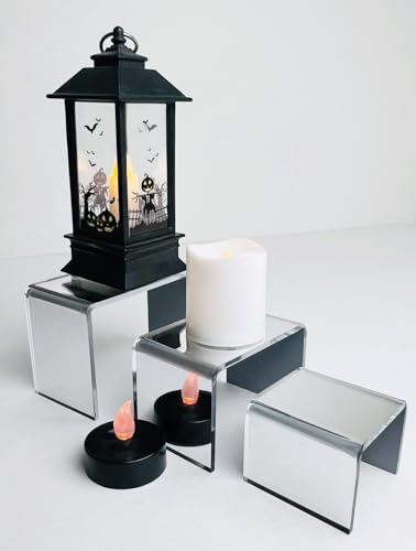 Acrylic Display Risers – 3‑Piece Small Riser Set (5×2×3, 6×2×3.5, 7×2×4) – Clear 1/8" Acrylic Stands for Jewelry, Mini Collectibles, Retail Displays, Craft Shows (Mirror) - color: Mirror