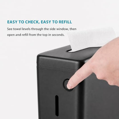 Multifold Paper Towel Dispenser Countertop Black Wide Design Large Capacity - color: D-34 Black