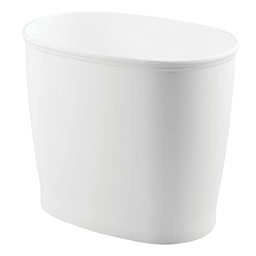 iDesign Slim Plastic Bathroom Trash Can, White - color: White, style: Pack of 1