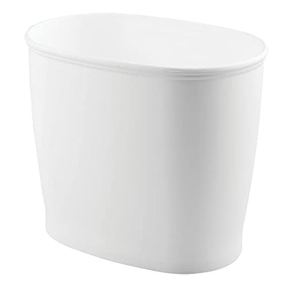 iDesign Slim Plastic Bathroom Trash Can, White - color: White, style: Pack of 1