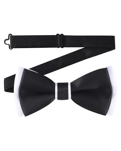 AWAYTR Bow Ties for Men - Pre-Tied Adjustable Tuxedo Style for Wedding - color: Black&white