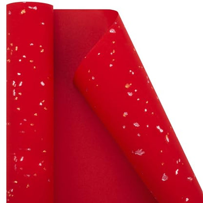 MAYPLUSS Gift Wrapping Paper Roll - 17Inch x 16.5Feet - Elegant Red Gold Foil Design Shiny Flakes Silky Touch Thick Matte Gift Wrap Paper for Christmas, Wedding, Birthday, Holiday,Celebrations - color: Flake Red