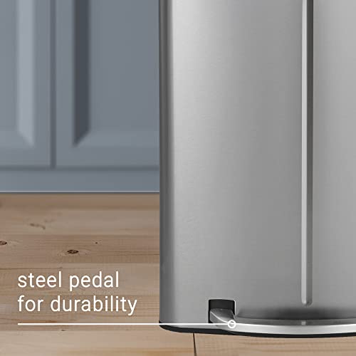 happimess Marco 10.6 Gal Double Bucket Step Trash Can, Platinum Silver - color: Stainless Steel