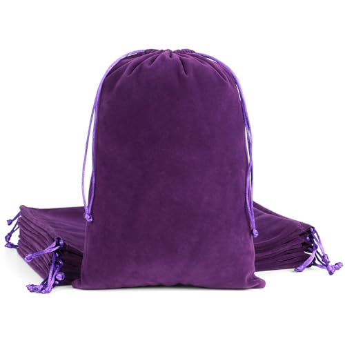 Tapleap 12Pcs Velvet Gift Bags, 7x10” Large Purple Tarot Card Holder - color: Purple, size: 7x10in