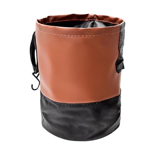 Collapsible Car Trash Can, Waterproof Leather Auto Garbage Bin with Elastic Band & Hook, Retractable Hanging Garbage Organizer Trash Container for Vehicle Home Outdoor