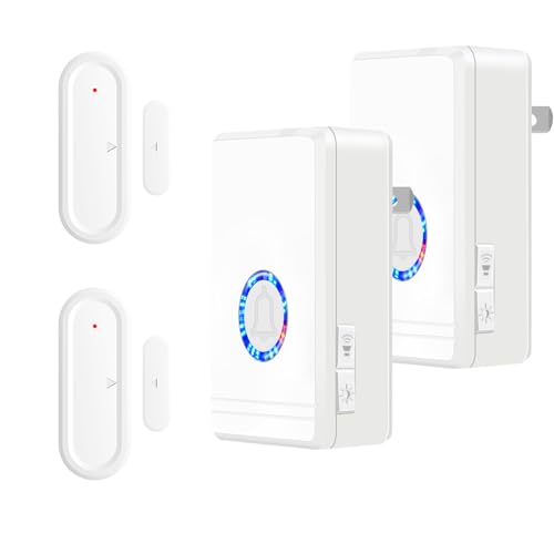 Wireless Door Open Sensor Chime, Greencycle 2Pack Door Entry Chime - color: 2 plug recevier+ 2 chime