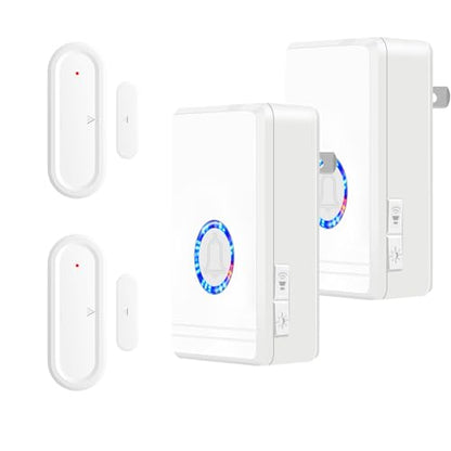 Wireless Door Open Sensor Chime, Greencycle 2Pack Door Entry Chime - color: 2 plug recevier+ 2 chime