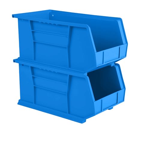 15" x 8" x 7" (12 Pack) Plastic Stackable Storage Bin, Hudson Blue - color: Hudson Blue, size: 12 Pack