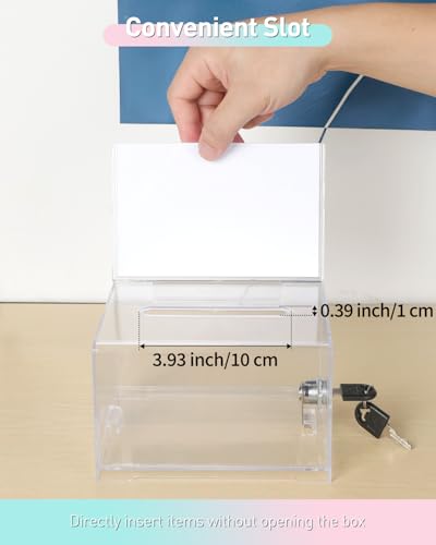 Uniclife 2 Pack 6.2"x 4.7" x 4" Clear Acrylic Donation Box with Lock Slot - color: Clear, size: 2 Pack