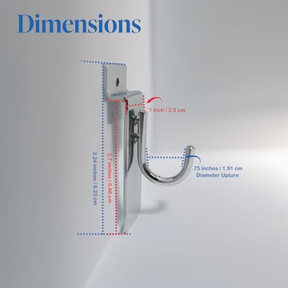 Chrome J-Hook, J Shaped Utility Hanger for Slatwall Displays & Slatgrid Panels - 2 Pack - color: Chrome, size: 2 Pack