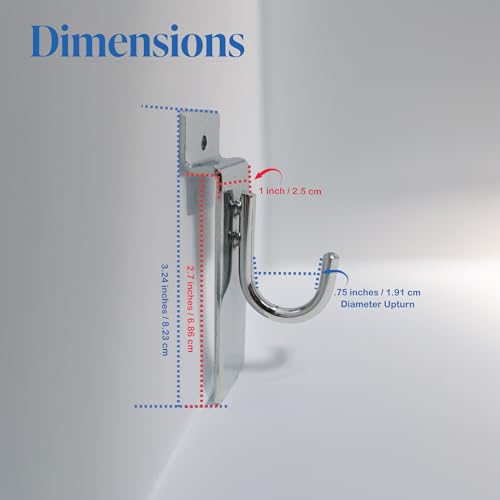 Chrome J-Hook, J Shaped Utility Hanger for Slatwall Displays & Slatgrid Panels - 25 Pack - color: Chrome, size: 25 Pack