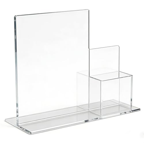 1 Piece 8.5X11" Letter Size Promotional Sign Holder 4" Tri-fold Flyer Brochure Combo Counter Top Display Clear Acrylic Picture Frame Marketing Promotional Station 15884-NPF