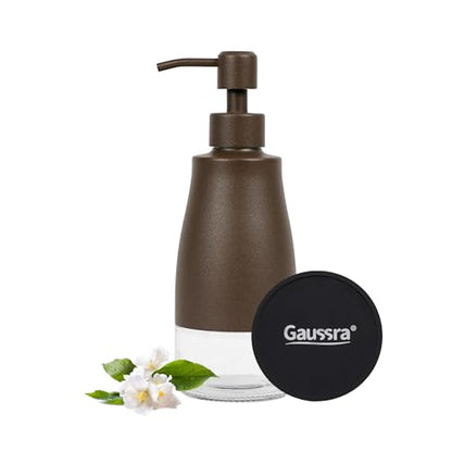 Gaussra Matte Brown Soap Dispenser with Coaster & Stickers - 11 OZ / 320 ML - color: Matte Brown