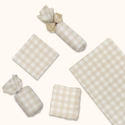 Beige Gingham Tissue Paper, 24 Sheets, 20 x 30 Inch Gift Wrap Tissue Paper - color: Beige Gingham