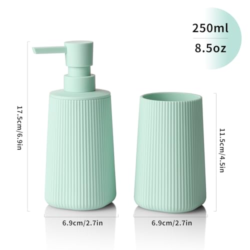 YAUKPH Bathroom Soap Dispenser and Toothbrush Holder Striped Green - color: Striped Green