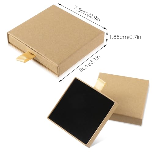 Yolev 2 Pack Jewelry Gift Boxes, 2.9x3.1x0.7Inch Small Gift Boxes for Bracelets Earrings Necklaces (Light Brown) - color: Kraft Paper
