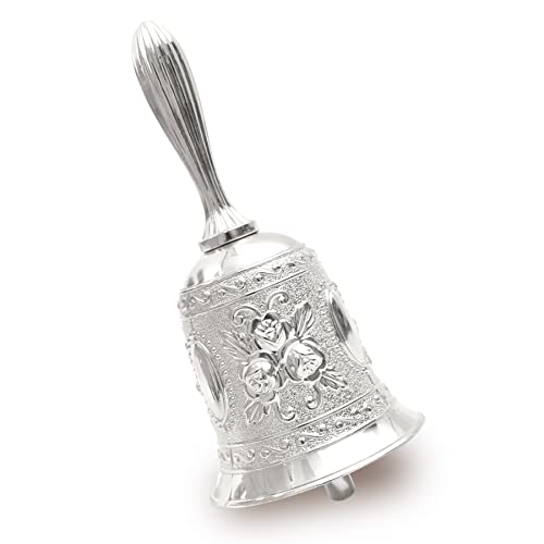 Hand Bell, Call Bell Wedding Bells for Restaurant Service Bell Bar Jingle Wedding Classroom Church School Classroom Alarm and Home Decoration (Silver) - color: Silver
