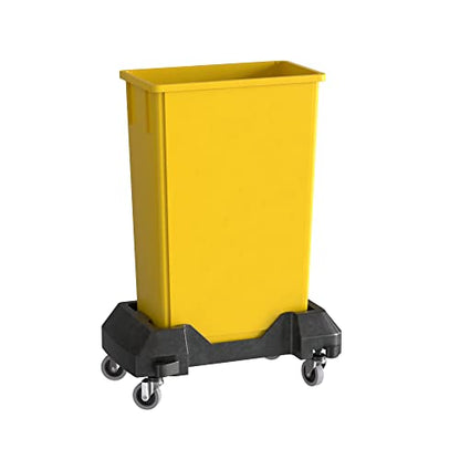 23 Gallon Yellow Slim Jim Trash Can with Dolly - color: Yellow, size: With Wheels, style: No Lid