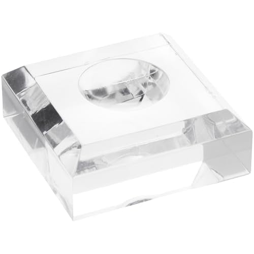 Plymor 2.5" W x 2.5" D Clear Square Egg/Sphere Base (1.125" Hole) - size: 2.5" x 2.5" x 1"