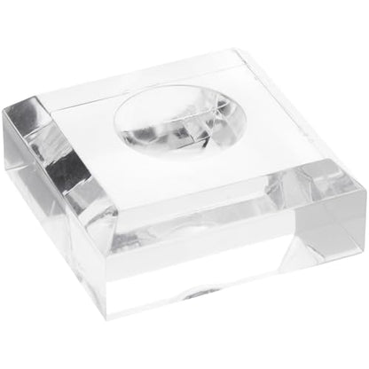 Plymor 2.5" W x 2.5" D Clear Square Egg/Sphere Base (1.125" Hole) - size: 2.5" x 2.5" x 1"