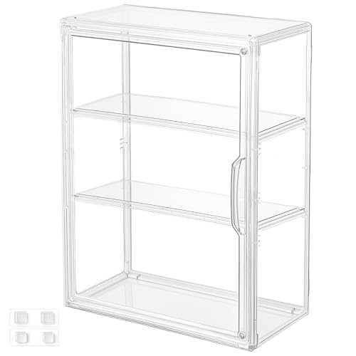 3-Tier Clear Acrylic Display Case for Figures, Wall-Mounted