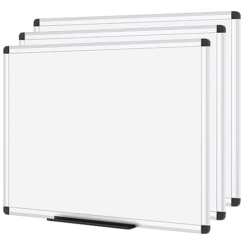 VIZ-PRO Dry Erase Board, 24 x 18 Inches, 3 Pack, Wall Mounted Whiteboard - size: 24"W x 18"H
