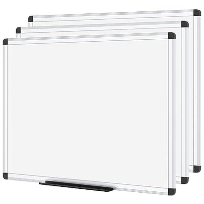 VIZ-PRO Dry Erase Board, 24 x 18 Inches, 3 Pack, Wall Mounted Whiteboard - size: 24"W x 18"H