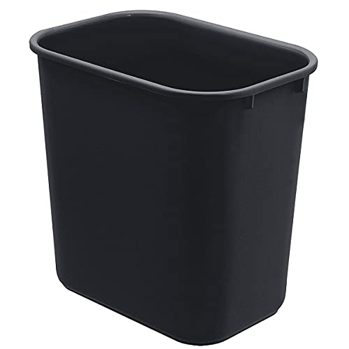 Acrimet Wastebasket 6.75 Gal / 27 Qt, Deskside Trash Bin, Black, 4-Pack