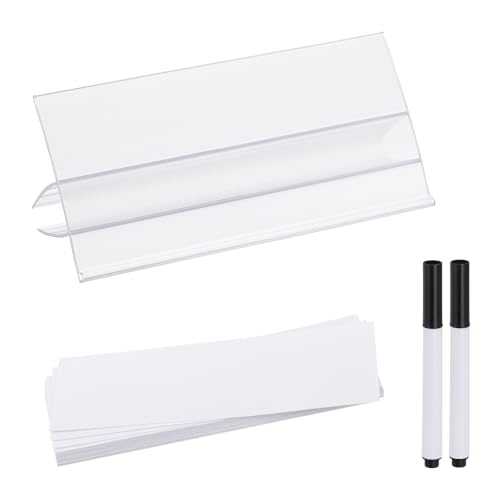 PATIKIL 3.1" x 1.7" Wire Shelf Label Holder, 20 Pack Reusable Plastic Price Tag Display Clip for 0.28" to 0.47" Thick Shelves with Paper Inserts Pens for Home Market Store, Clear - size: 3.1" x 1.7"(0.28-0.47)