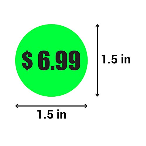$6.99 Sticker Labels, Green Circle, 1.5 Inch, 300 Count - style: 6 Dollar 99 Cents