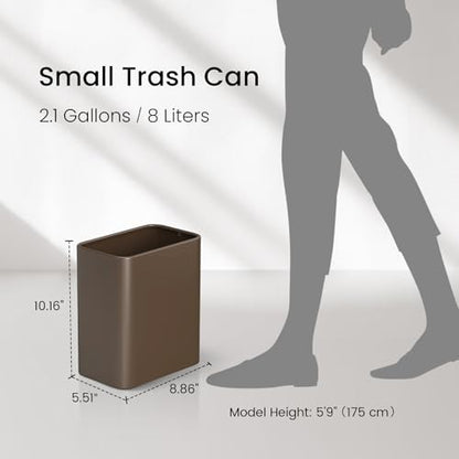 Cesun Small Bathroom Trash Can, 2.1 Gallons, Under Sink Wastebasket, Brown - color: Brown