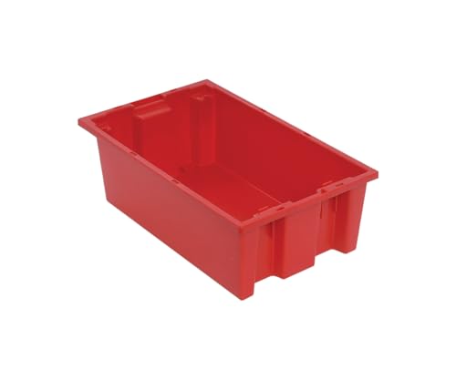 QUANTUM STORAGE SYSTEMS SNT180RD Genuine Stack and Nest Tote, Heavy-Duty Polypropylene Container for Warehouse, Shipping & Storage, 18" x 11" x 6", Red, 6-Pack