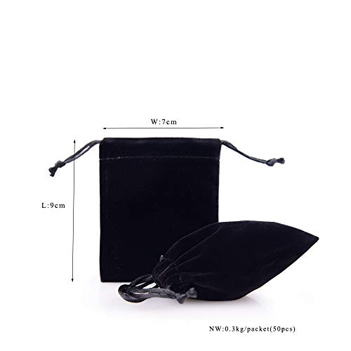 Oirlv Velvet Drawstring Pouches 2.76x3.54 Inch Pink Jewelry Bags - color: Black