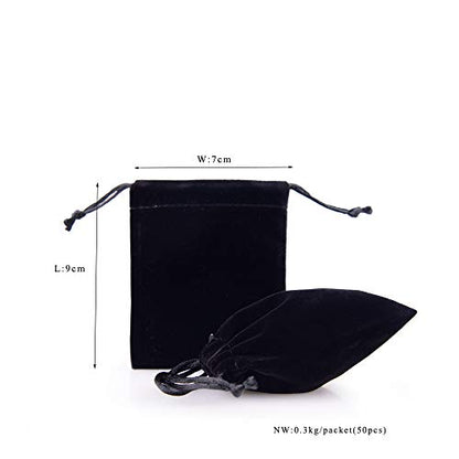 Oirlv Velvet Drawstring Pouches 2.76x3.54 Inch Pink Jewelry Bags - color: Black