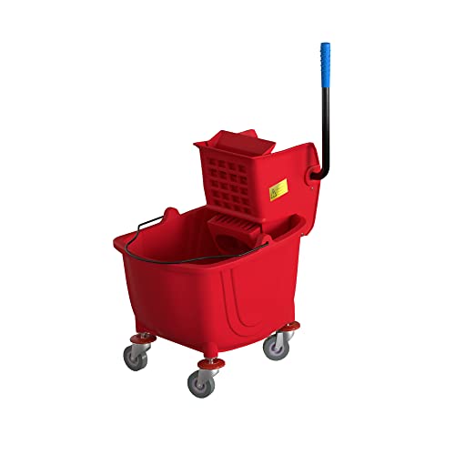 26 Qt. Red Mop Bucket and Side Press Wringer Combo - color: Red, size: 26 Qt.