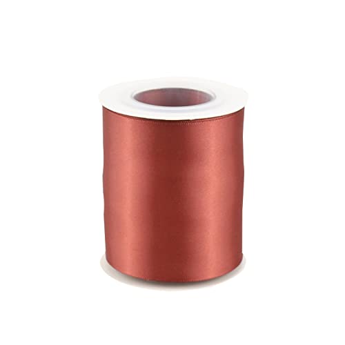 Rust Red Double-Faced Satin Ribbon, 3 Inch x 10 Yards - color: Rust