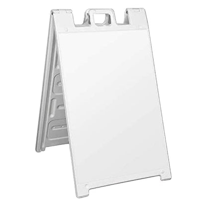 Plasticade Signicade Deluxe A Frame Sidewalk Curb Sign Portable Folding Double Sided Display with Quick Change System for Store Signs, White (2 Pack)