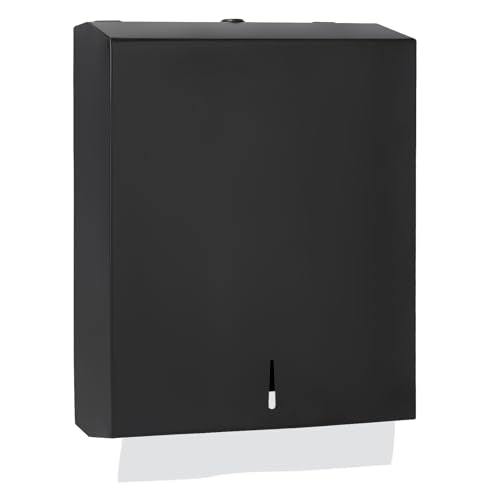 Stardrix Paper Towel Dispenser Wall Mount, Matte Black Stainless Steel Commercial Paper Towel Holder with Lock, Large Capacity 400 C Fold/525 Multifold Towels - color: Black, size: 400 C Fold/525 Multi-Fold with Lock