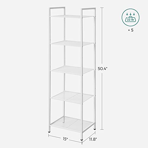 SONGMICS 5-Tier Storage Rack, Bathroom Shelf, Extendable Plant Stand - color: White, size: 5 Tiers
