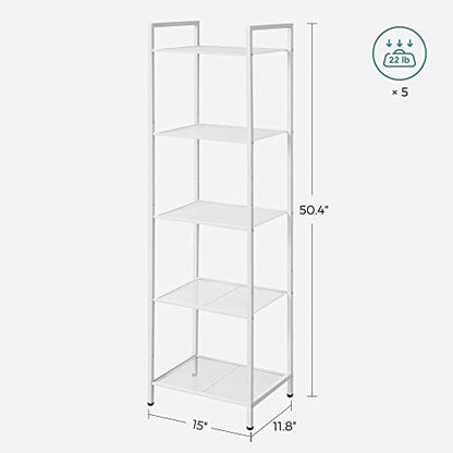 SONGMICS 5-Tier Storage Rack, Bathroom Shelf, Extendable Plant Stand - color: White, size: 5 Tiers