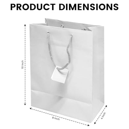Novel Box White Gift Bags with Handles 10 Pack 8x4x10 Inches - color: White, size: Large