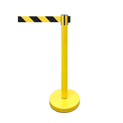 VIP Crowd Control Retractable Belt Stanchion Queue Safety Barrier Set, 36" Ht, 78" Belt (2 YEL Posts Black/Yellow Belt) - color: 2 YEL Posts Black/Yellow Belt
