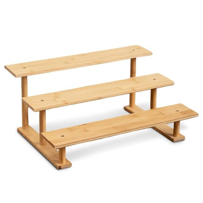 CROISSANT Bamboo and Wood 3 Tier Cupcake Stand, Food Display Risers for Party , Statues and Lego Displays, Cologne Stand, Perfume Display Stand（3 Tier，1Pack）