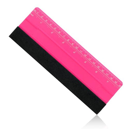Professional Large Squeegee for Vinyl, Decals, Sticker Paper, Wallpaper, Big Size Wallpaper Smoothing Tool Squeegee with Ruler for Sign Making Graphic Window Tint Film(Pink, 8inch)