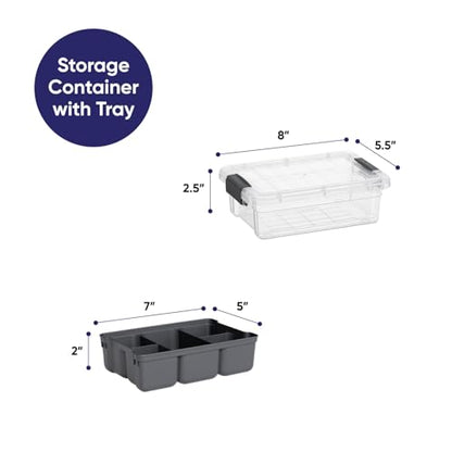 Superio Mini Storage Container Organizing Bin with Removable Tray Plastic Tools, Sewing, Crafts Box, 1.25 Qt. - size: X Mini 1.25 Qt. Flat