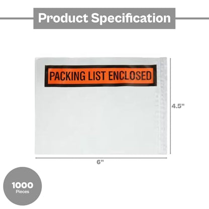 PSBM 1000 PCS, 4.5 x 6 Inch, Panel Face Back Side Load Packing List Envelopes, Orange/Black Printed for Invoices & Slips - size: 4.5 Inch x 6 Inch Orange/Black / Back Side Load
